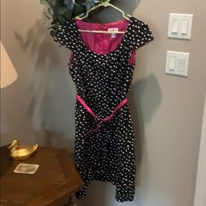 Black dress with pink belt